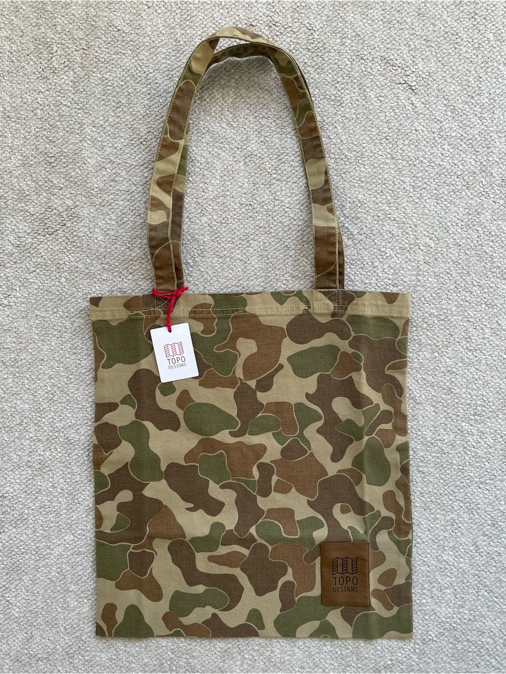 NWT Topo Designs Utility Canvas Tote, Duck Camo, One Size